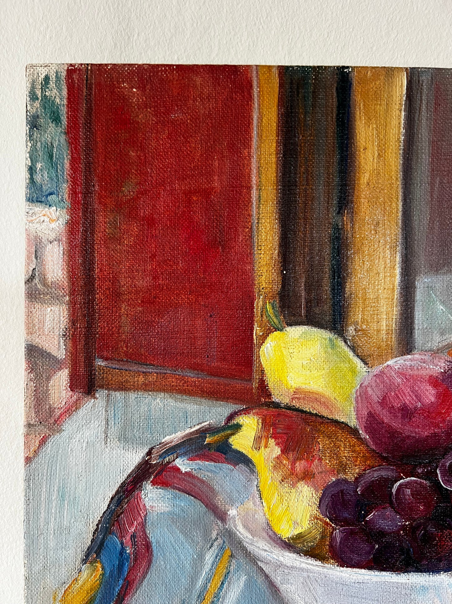 French Mid Century Still Life Oil Painting on Canvas by J Mathieu dated 1963