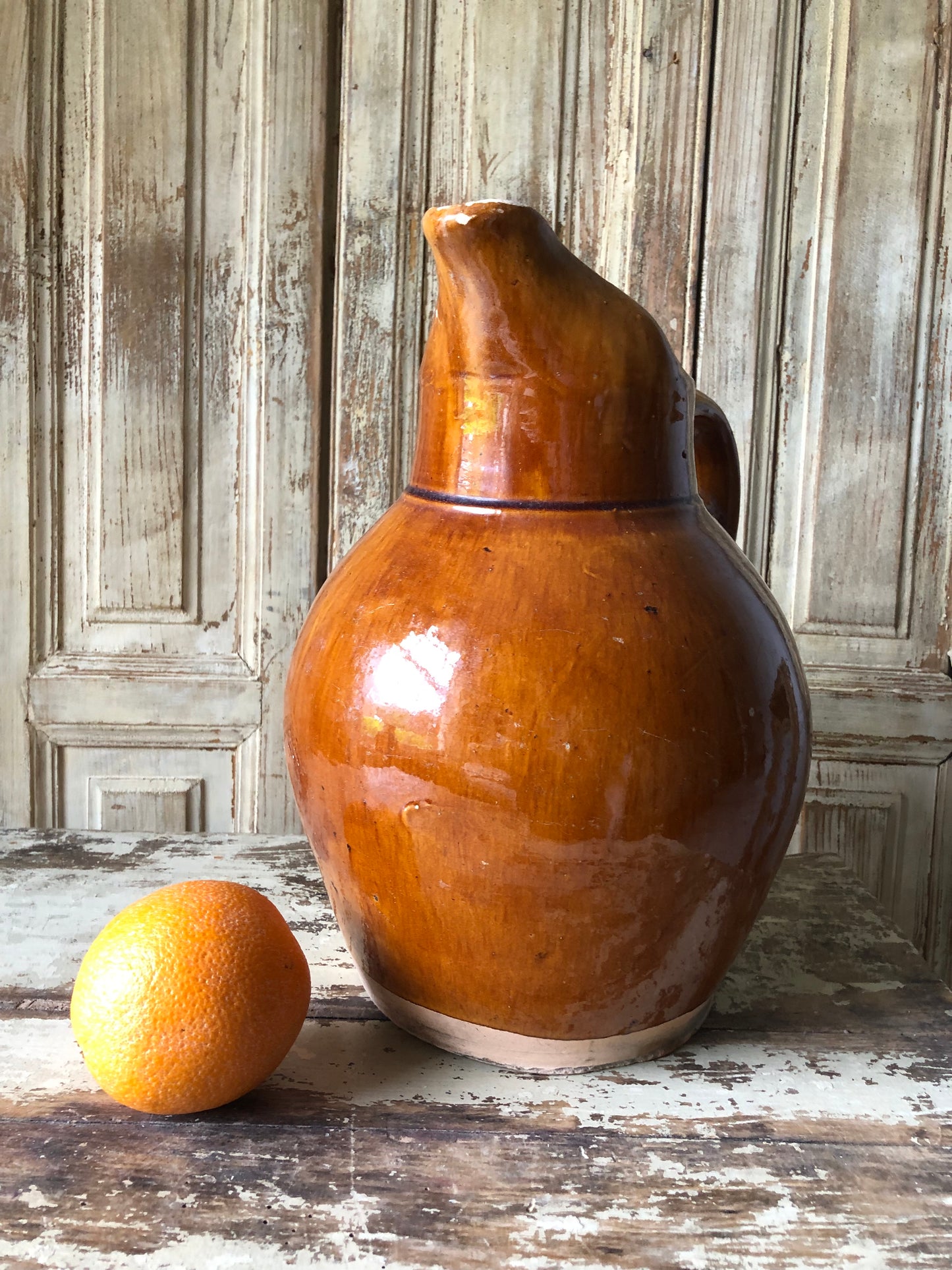 Very Large French Cider Jug with gorgeous rich glaze