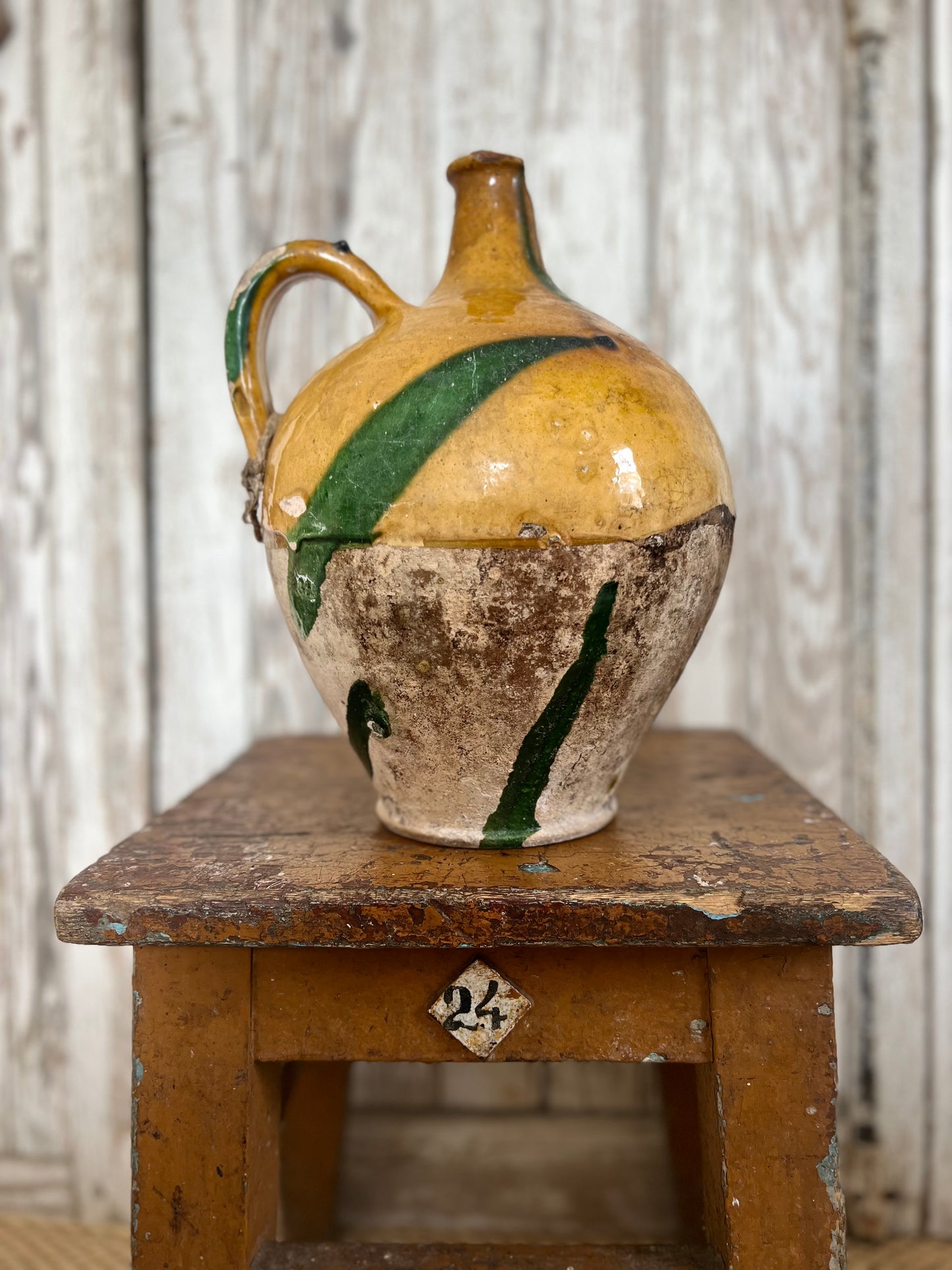 Unique French 19th Century Olive Oil Pot from Beziers