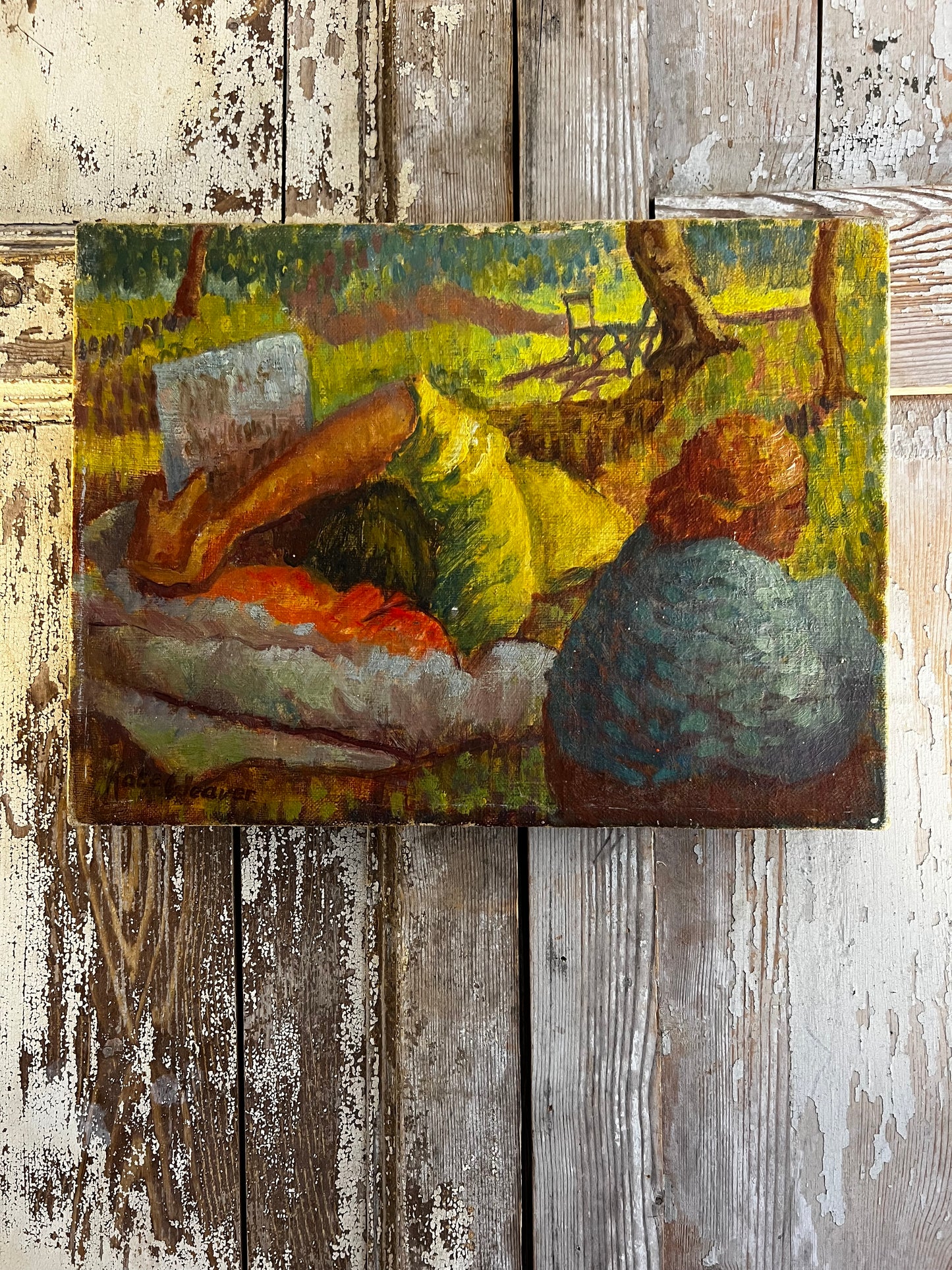 Vintage Impressionist Style Oil Painting on Canvas