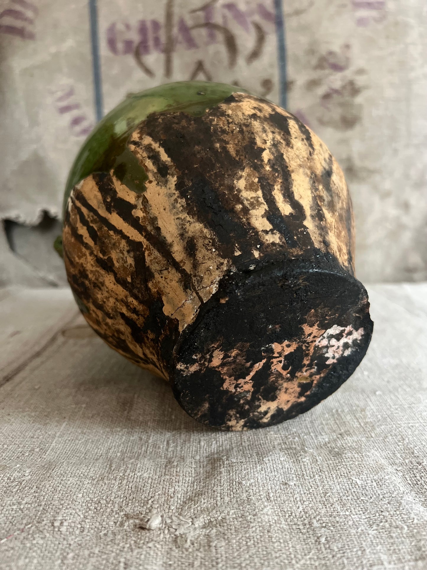 Antique Green French Confit Pot