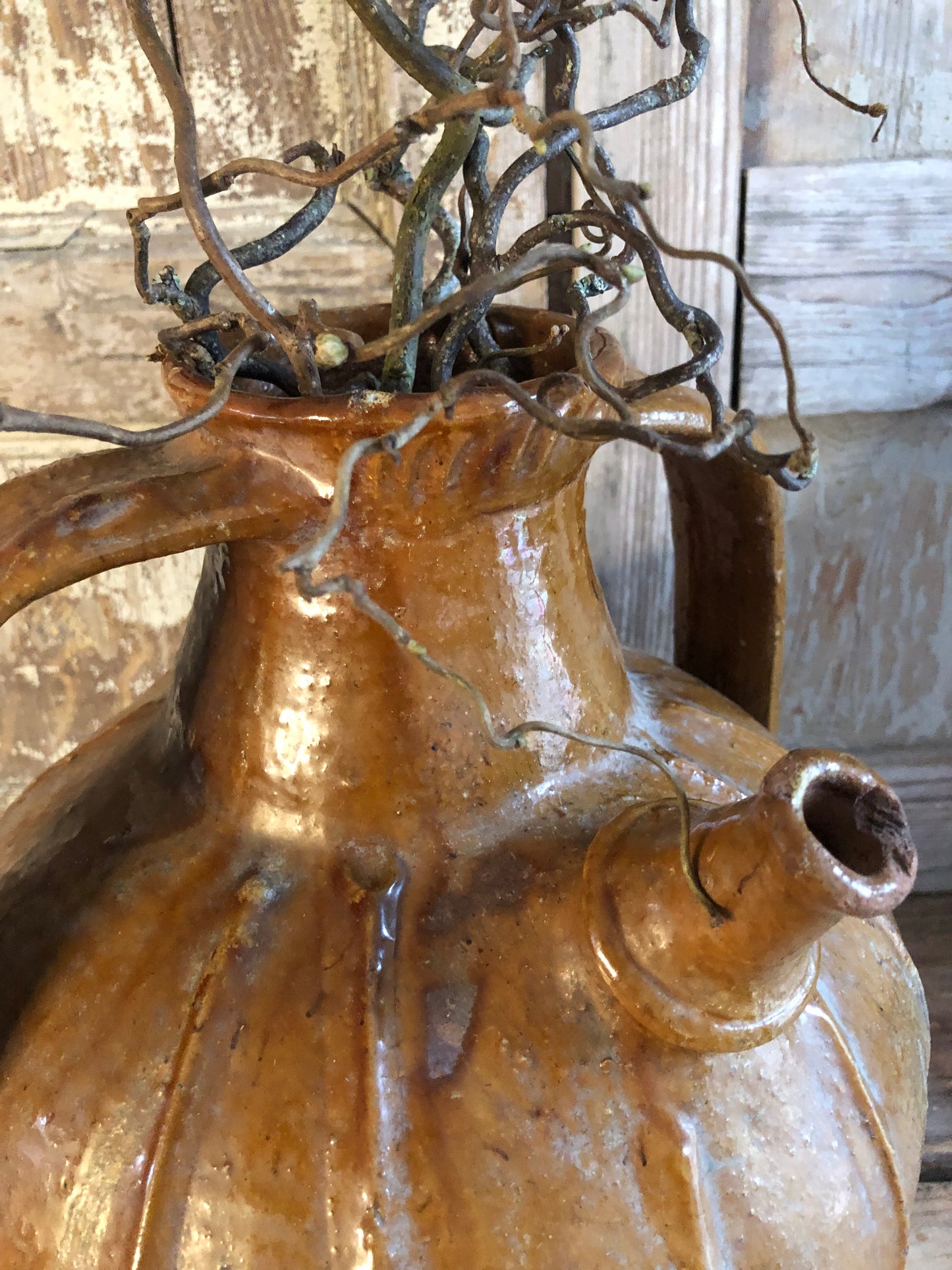 Large Antique French Walnut Oil Pot late 18th early 19th Century