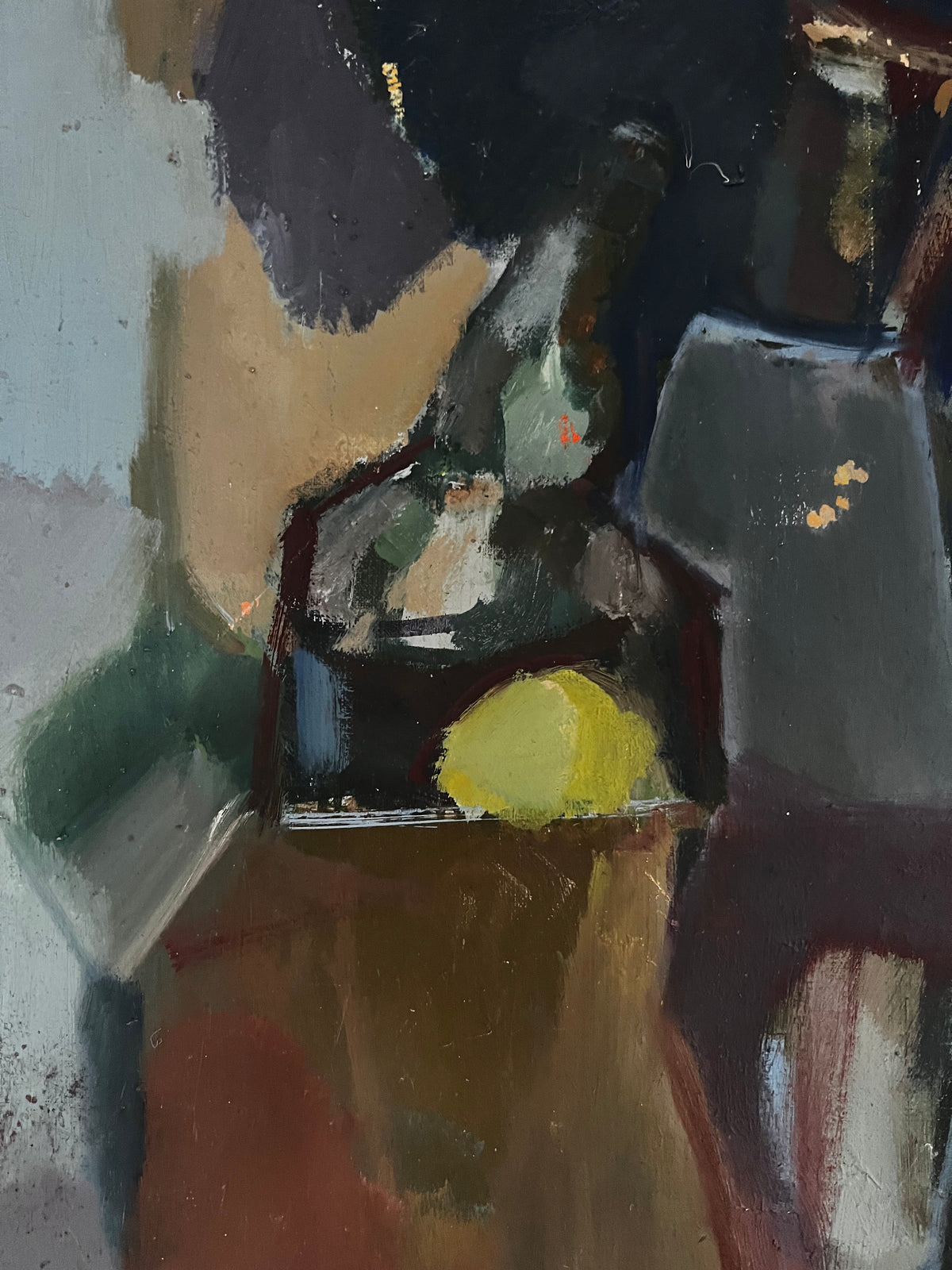Vintage Abstract French Oil on Canvas still life Painting