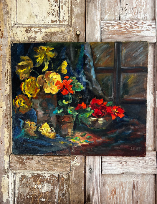 Post Impressionist Floral Oil Painting on Canvas