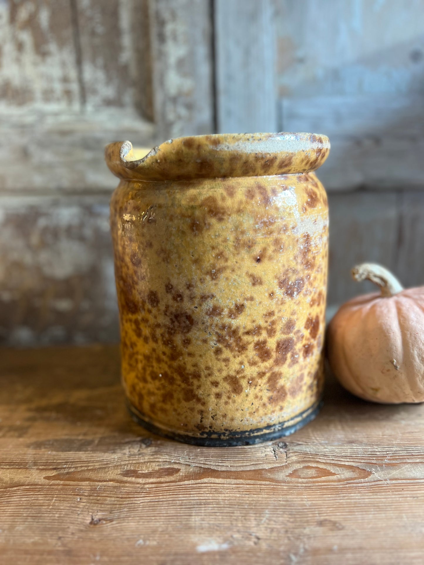 Large French Speckle Glazed Water Jug 19th Century