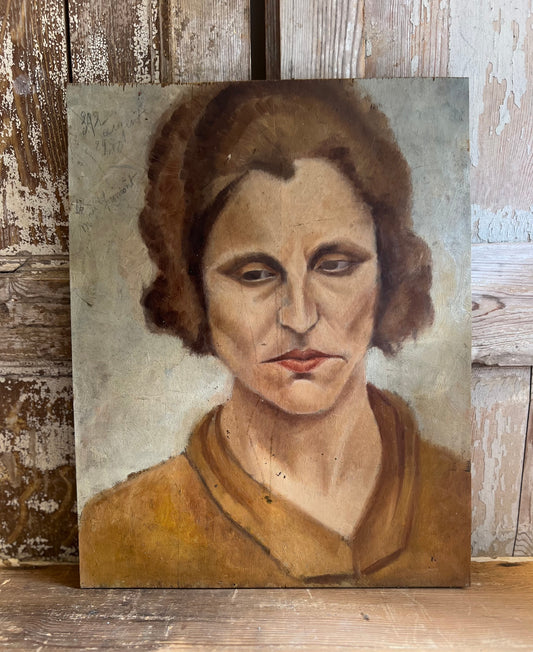 French Double Sided Portrait Oil Painting dated 1934