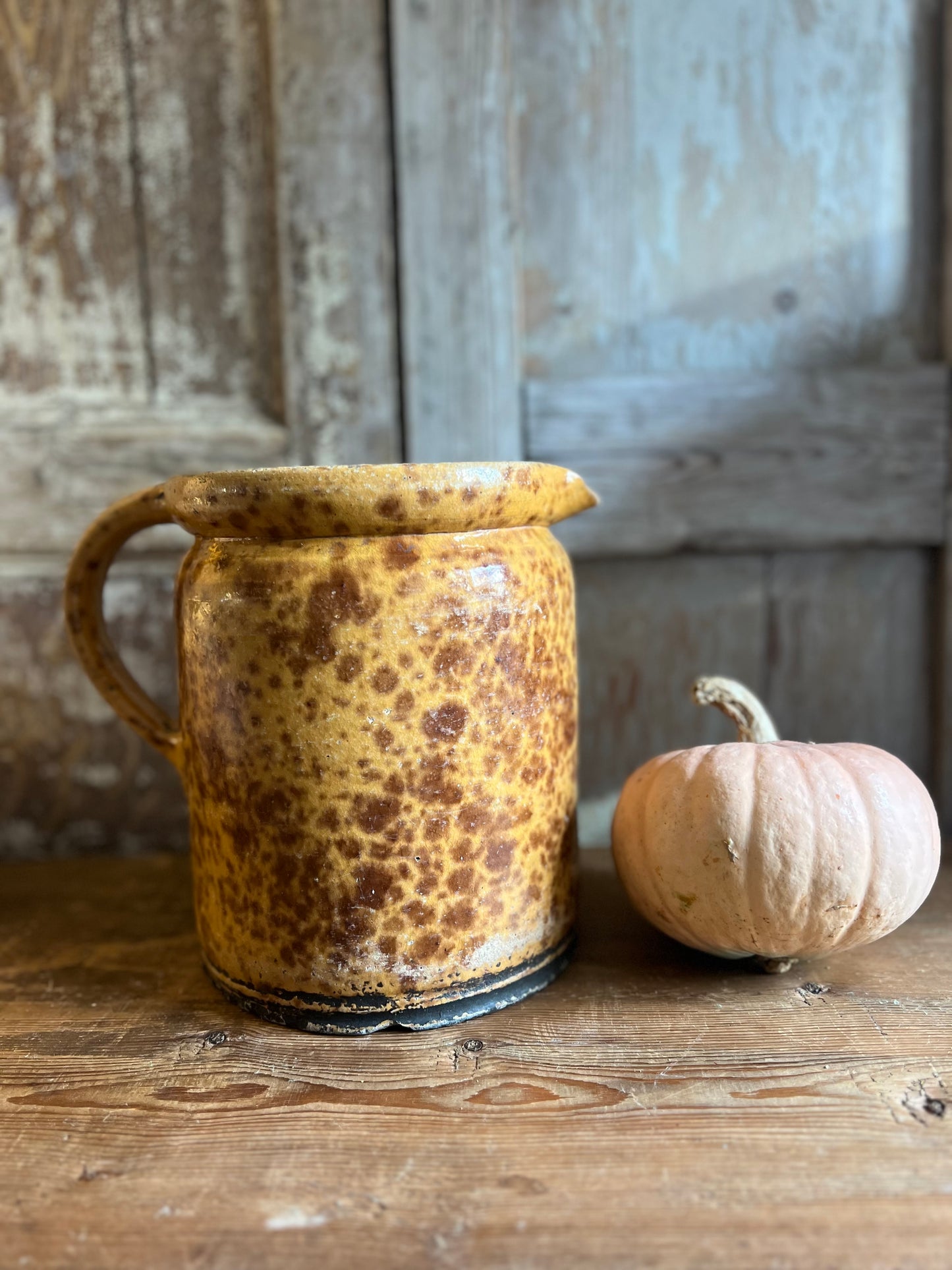 Large French Speckle Glazed Water Jug 19th Century