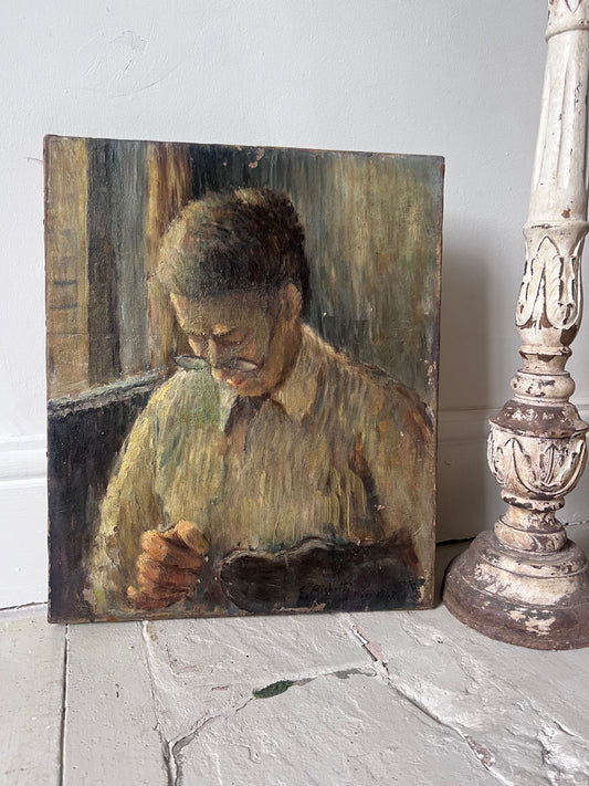 Portrait Oil on Canvas Painting by Edouard Righetti