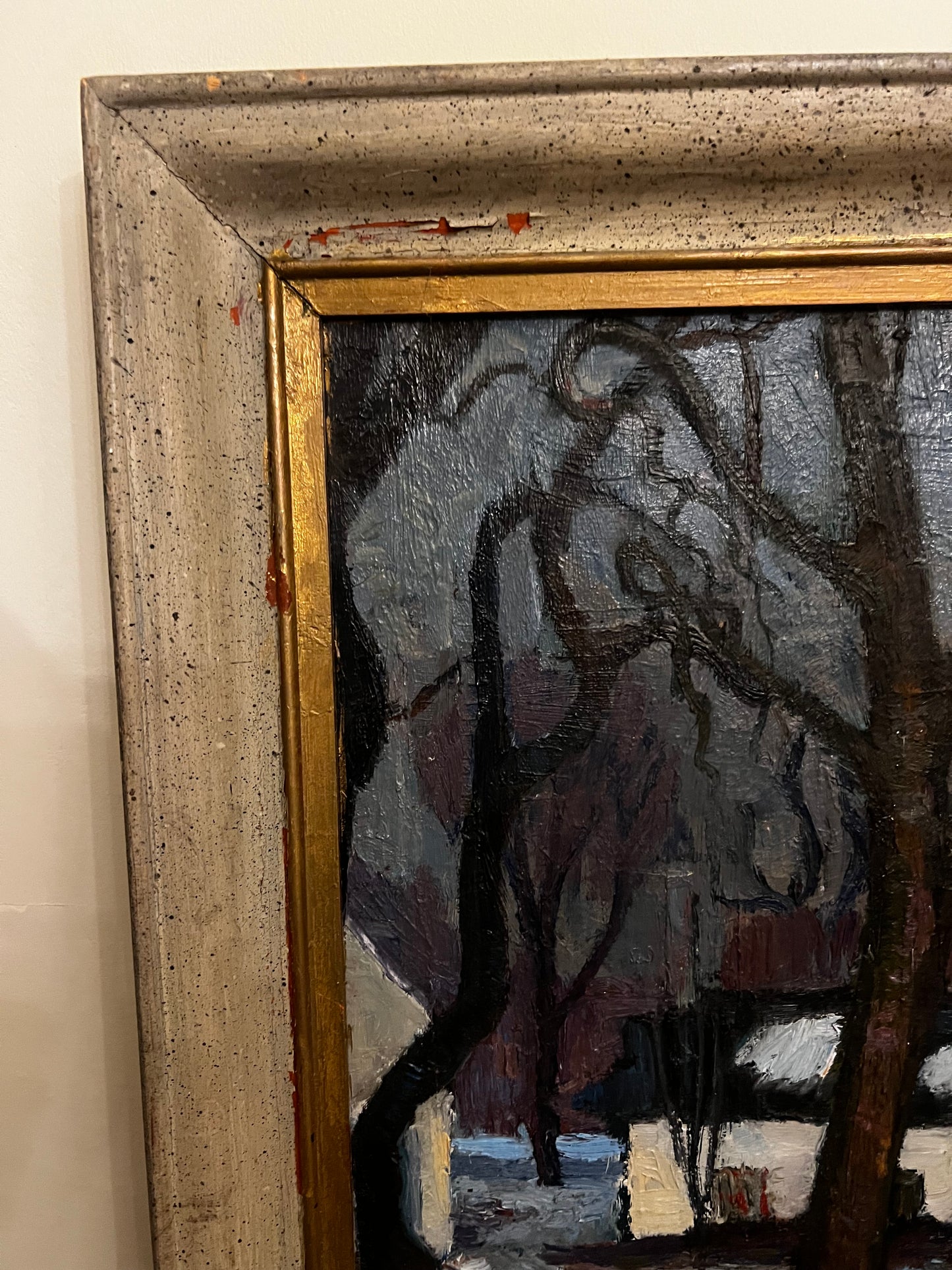 Large Framed Swedish Oil on Canvas Mid Century Painting