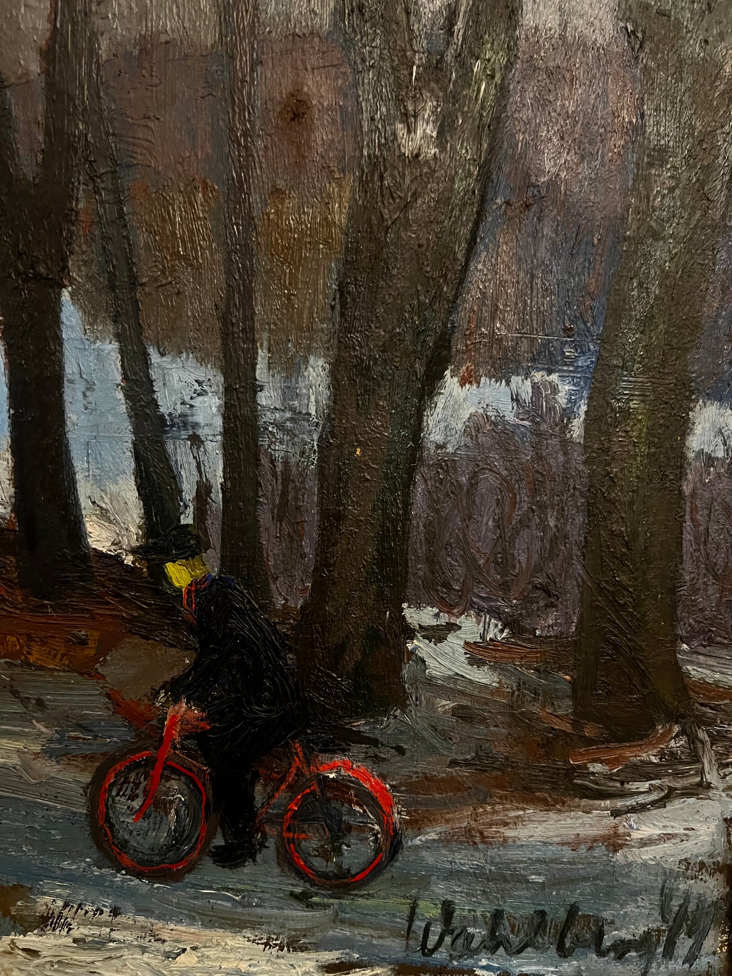 Large Framed Swedish Oil on Canvas Mid Century Painting