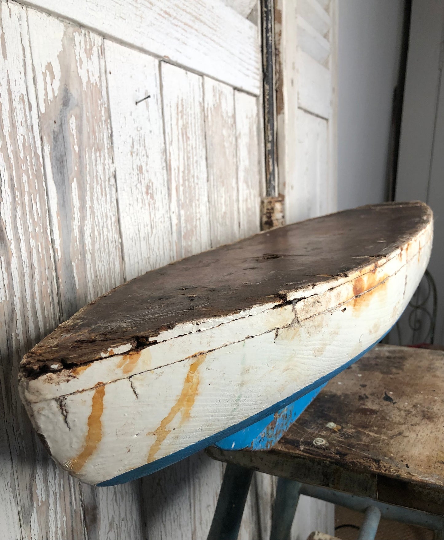 Large 1930’s Blue French Scratch Built Boat / Pond Yacht