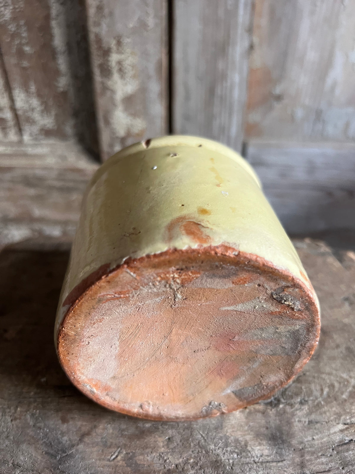 French Antique Yellow Confiture Pot