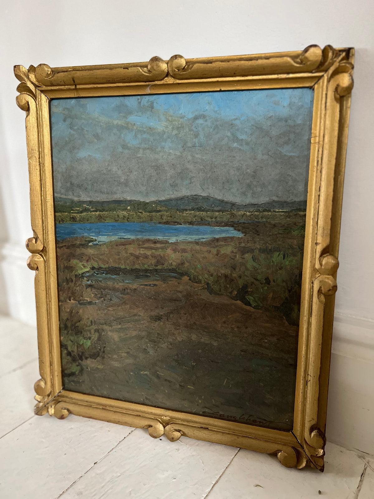 French Oil Painting in beautiful frame ‘Lake View’
