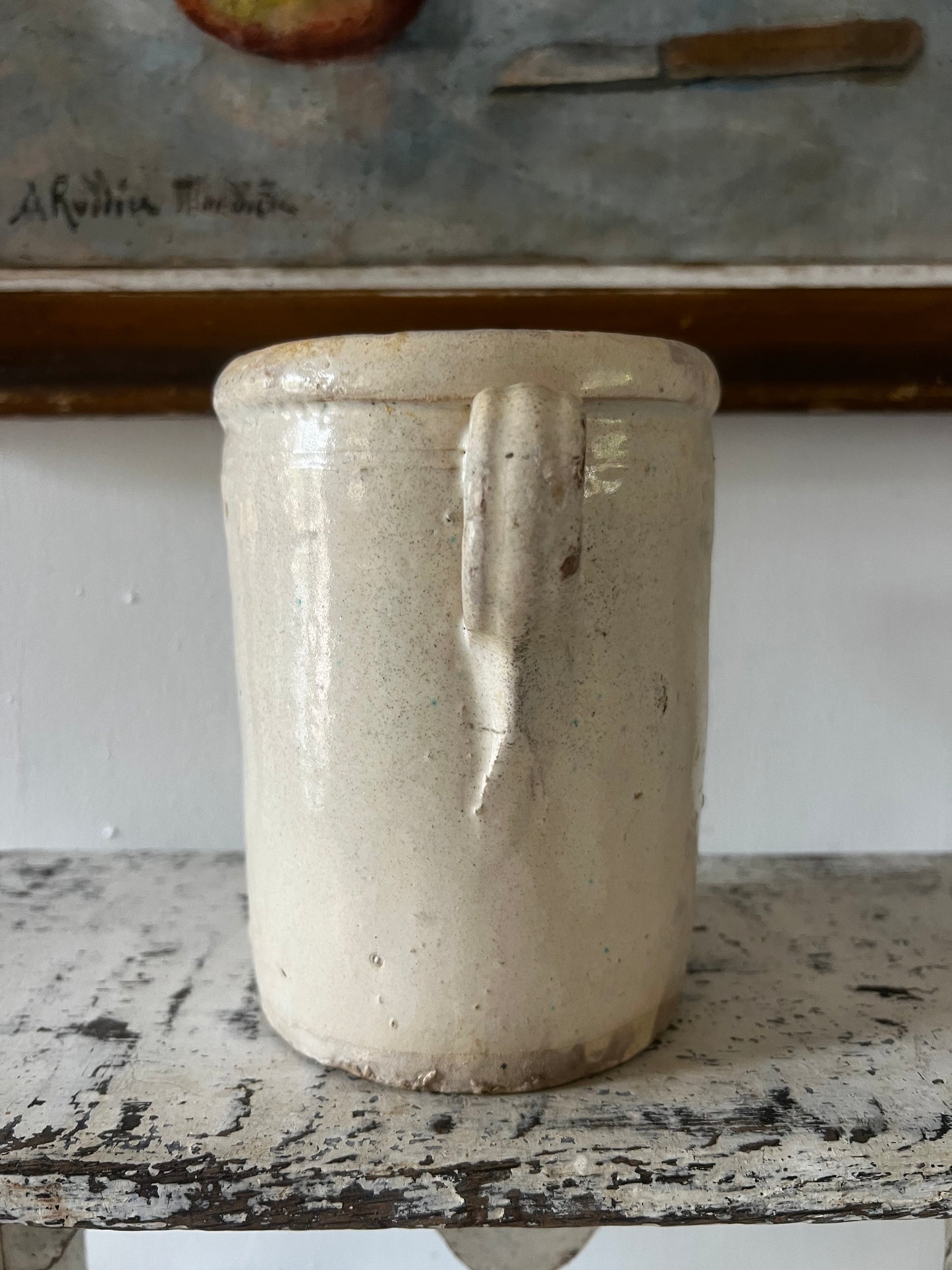 Rare Small Size Italian Antique Confit or Sardine Pot