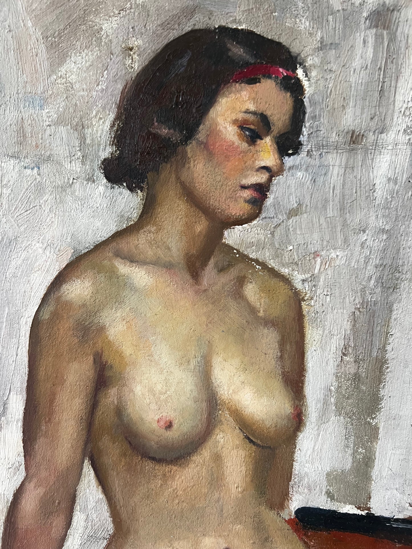 Stunning Large Double Sided Nude Oil on Canvas Painting