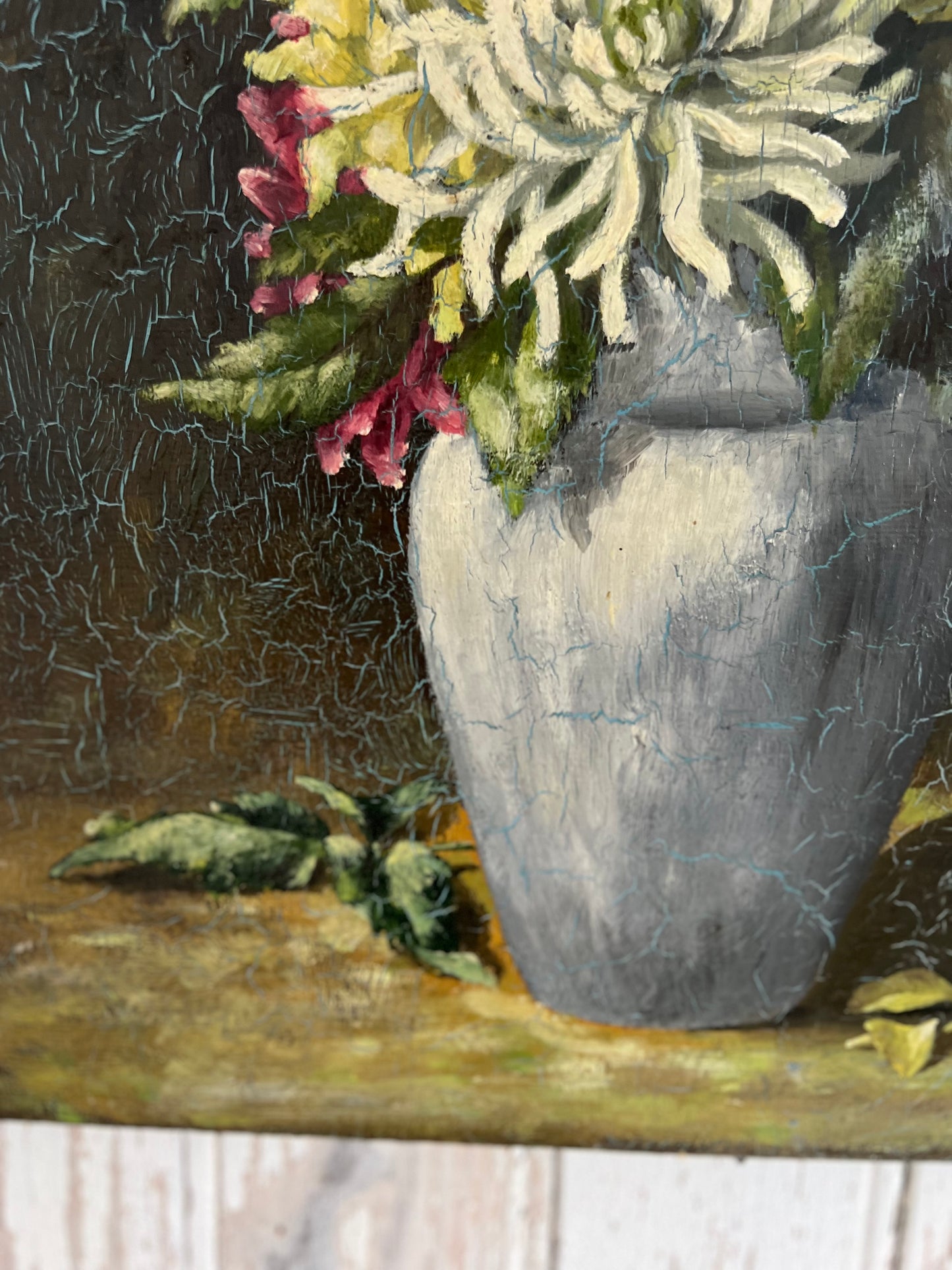 French Oil on Board Floral Painting dated 1932 by. A Hoffman