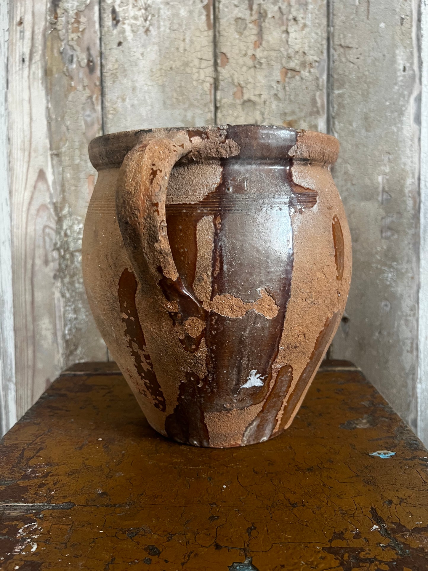 French 19th Century Terracotta Confit Pot with glazed interior