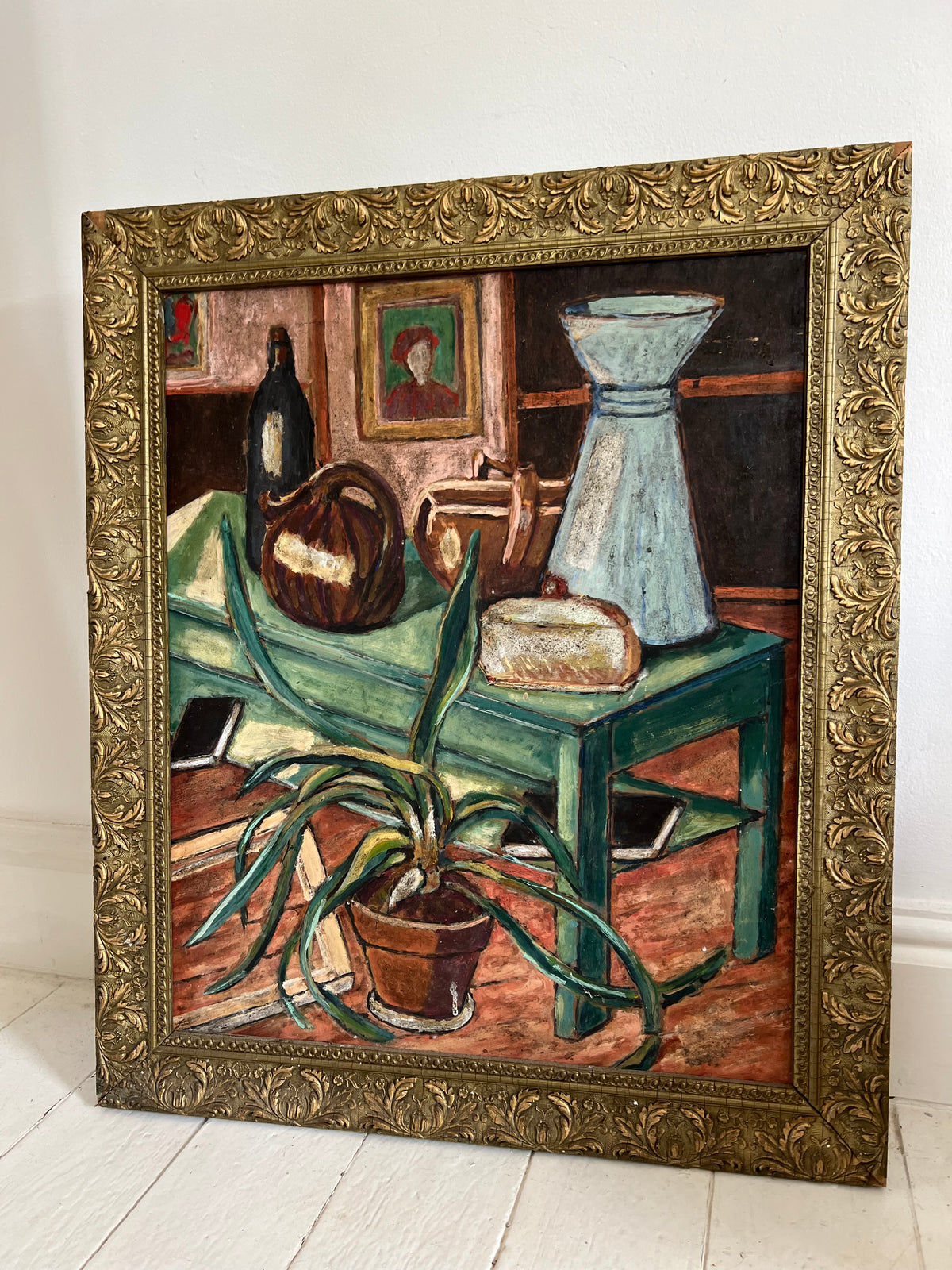 Large Framed French Still Life Oil Painting