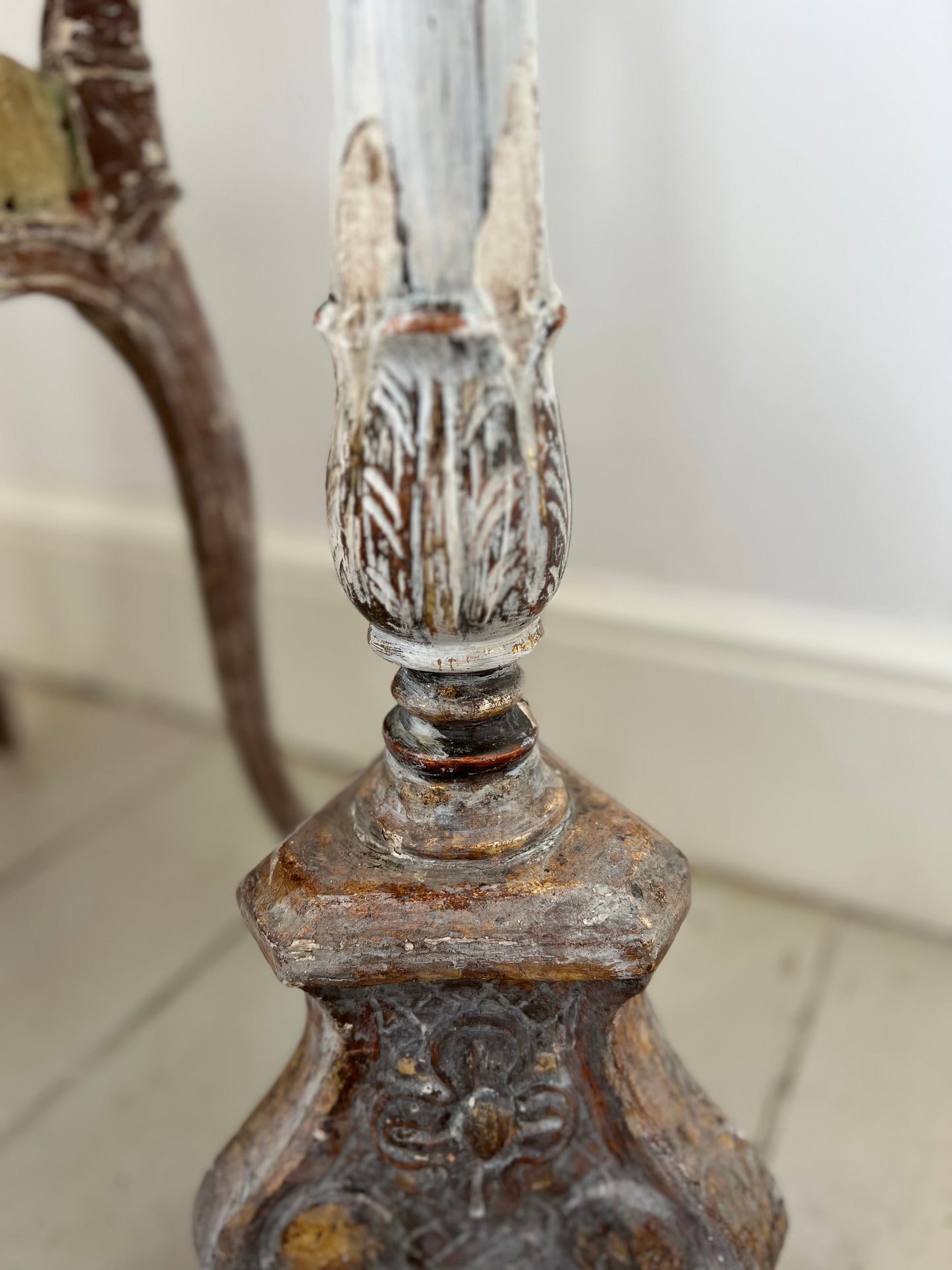 French Antique 19th Century wooden Candlestick