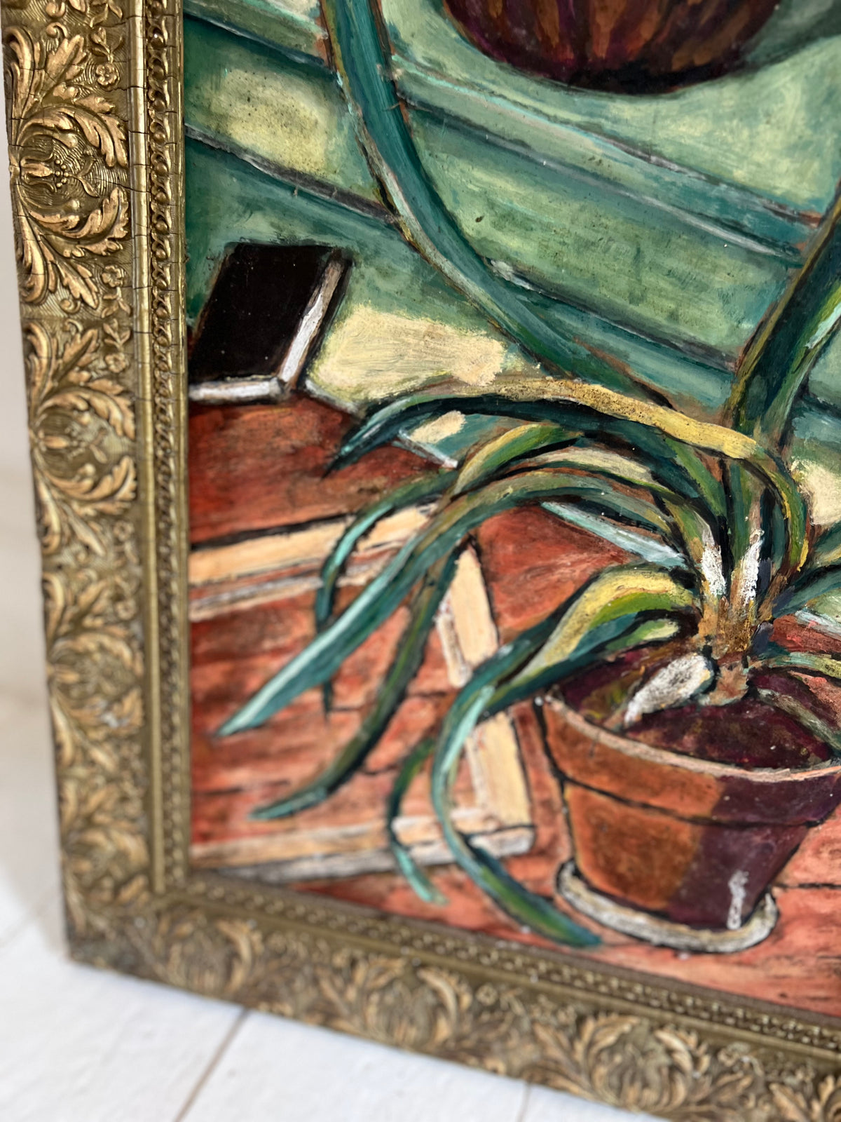 Large Framed French Still Life Oil Painting