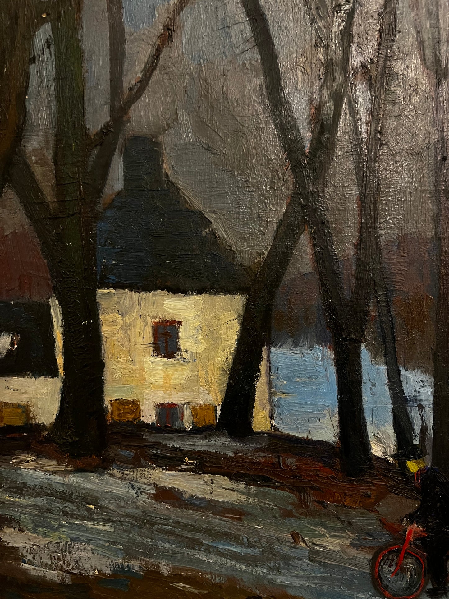 Large Framed Swedish Oil on Canvas Mid Century Painting