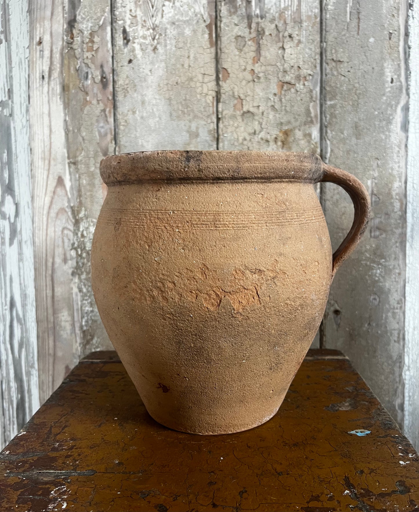 French 19th Century Terracotta Confit Pot with glazed interior