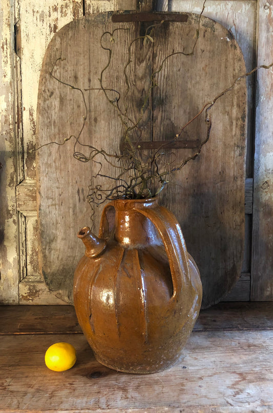 Large Antique French Walnut Oil Pot late 18th early 19th Century