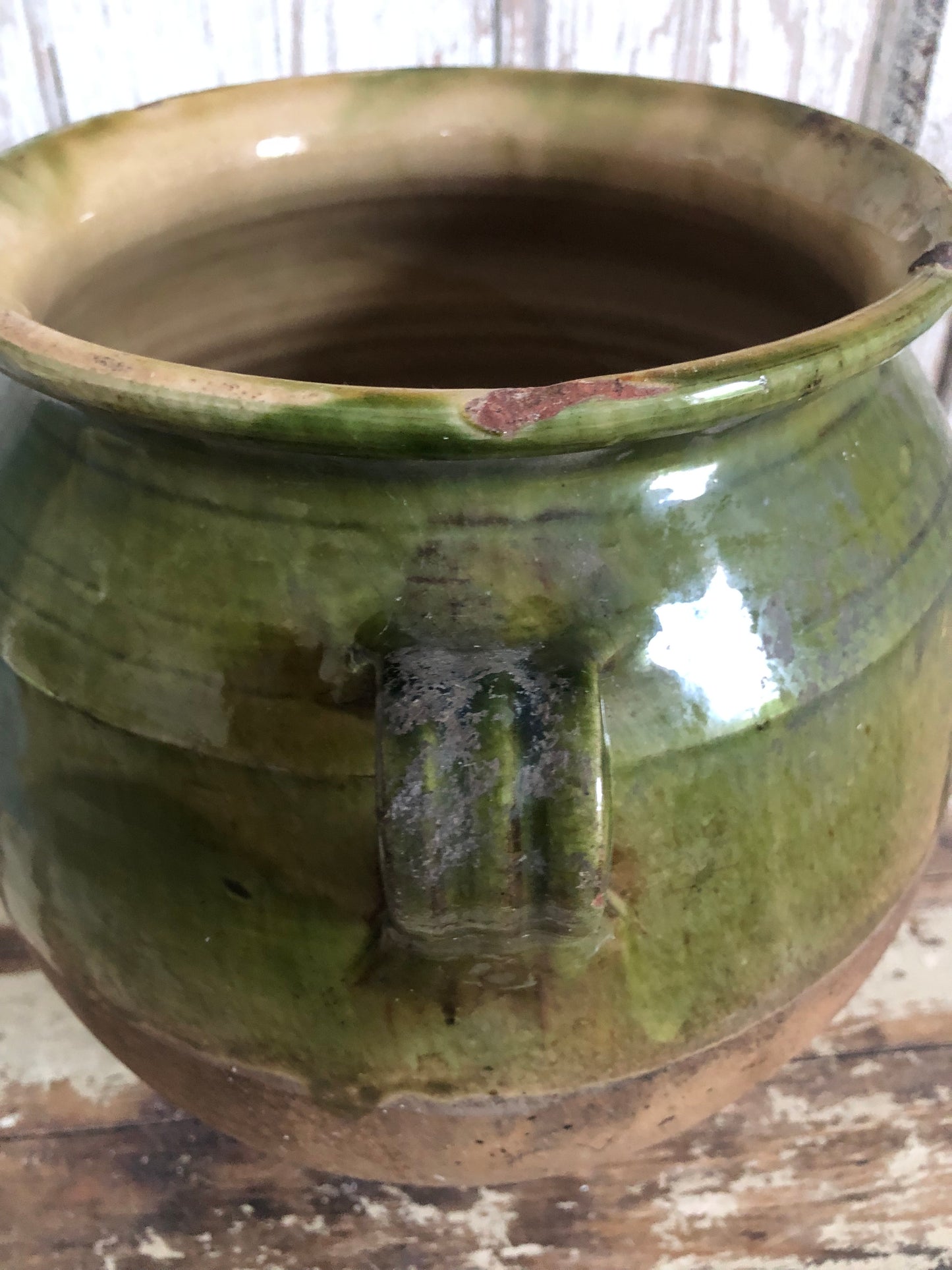 Large green French Confit Pot