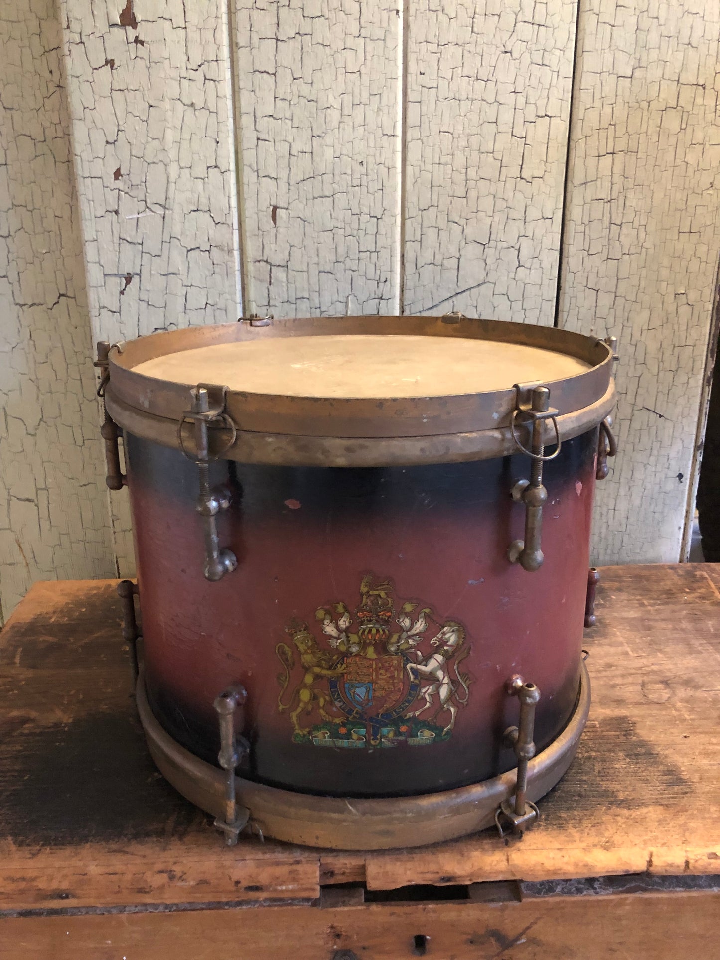 Vintage Snare Drum with Royal Coat of Arms