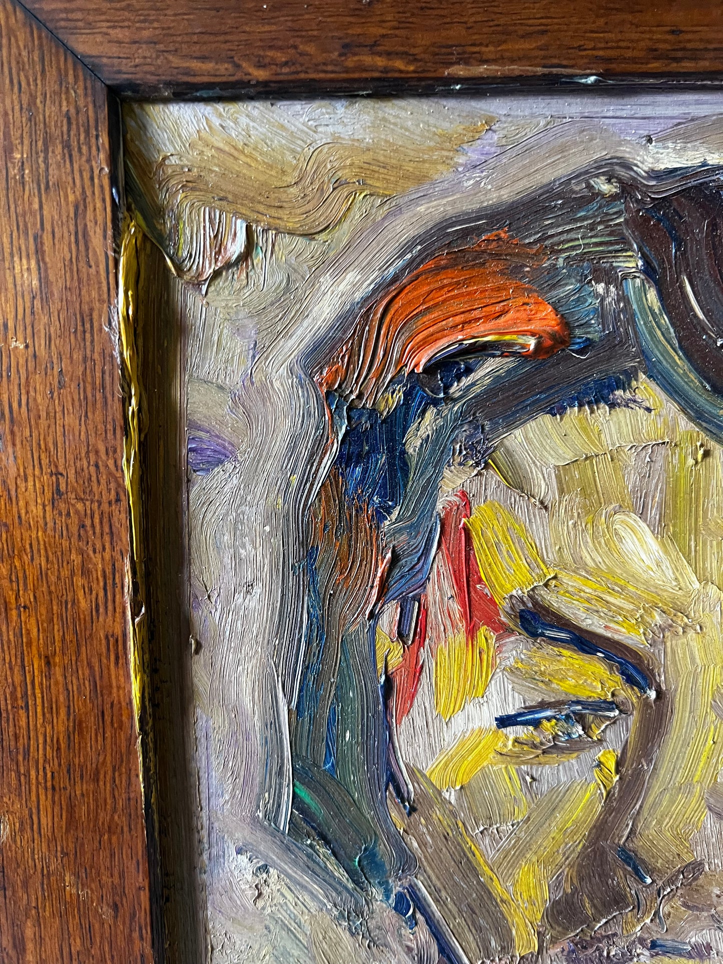 Mid Century Expressionist Female Portrait thick impasto Painting