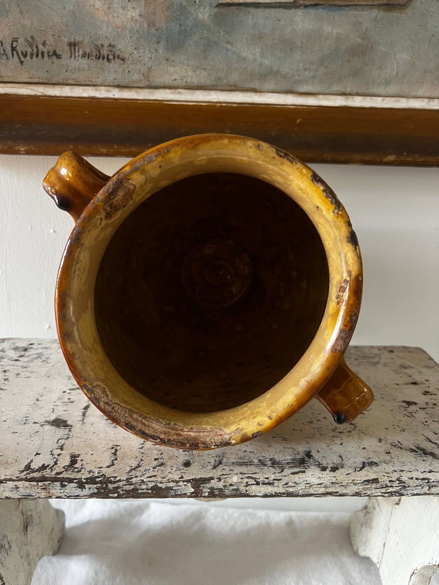 French Antique Confit Pot with gorgeous glaze