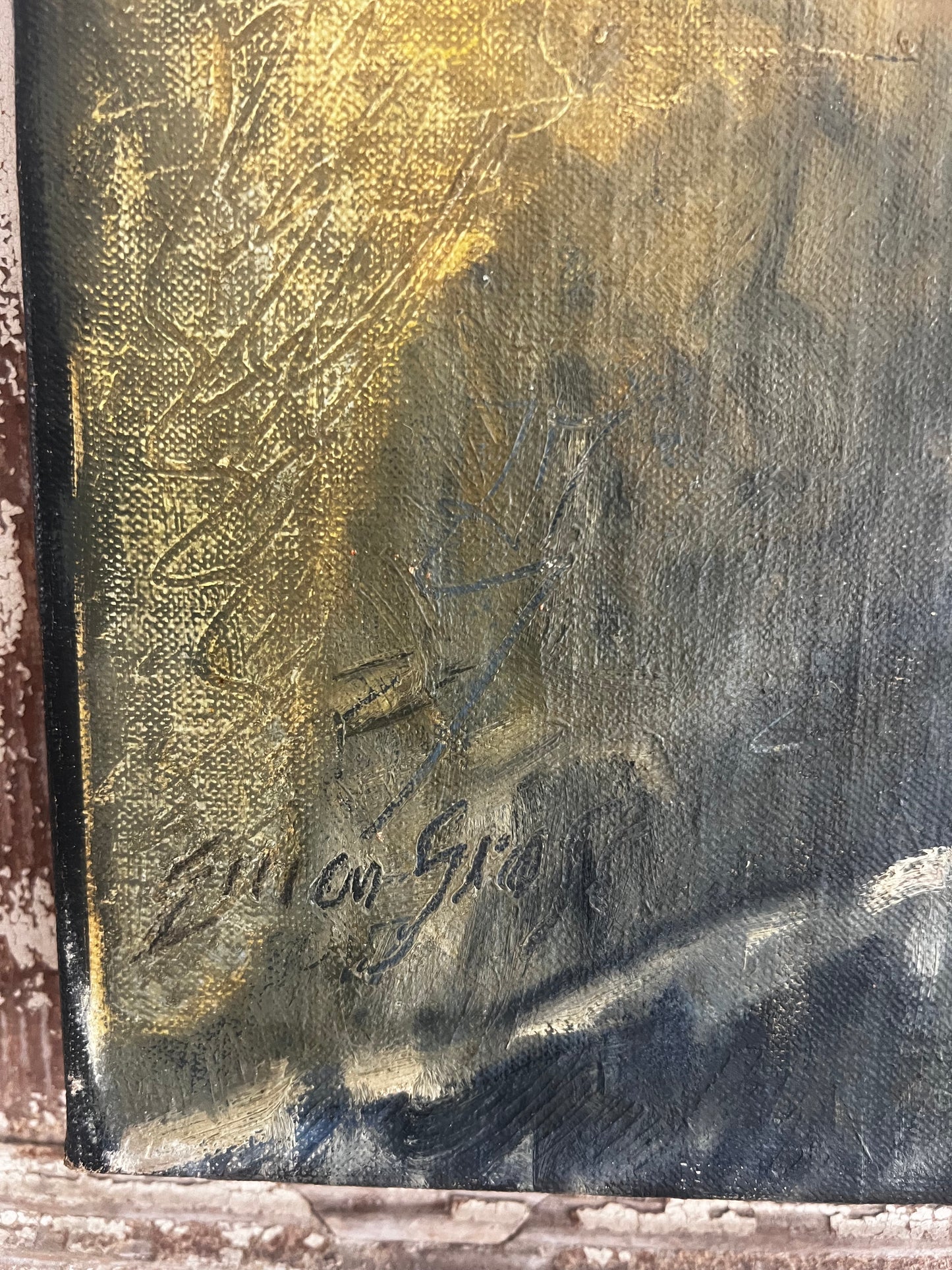 Large French Oil on Canvas Painting ‘Paris Alley’