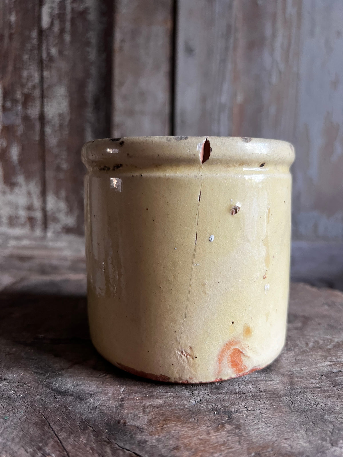 French Antique Yellow Confiture Pot