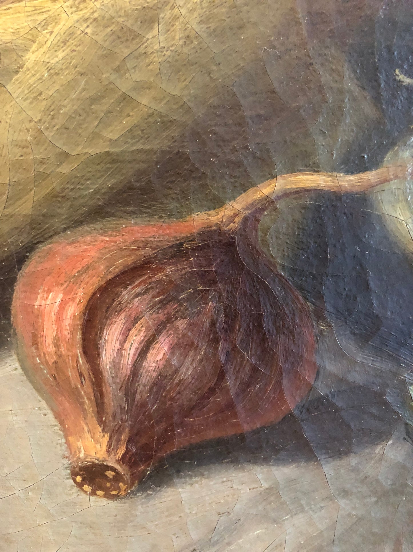 French 19th Century Dark oil on canvas still life painting