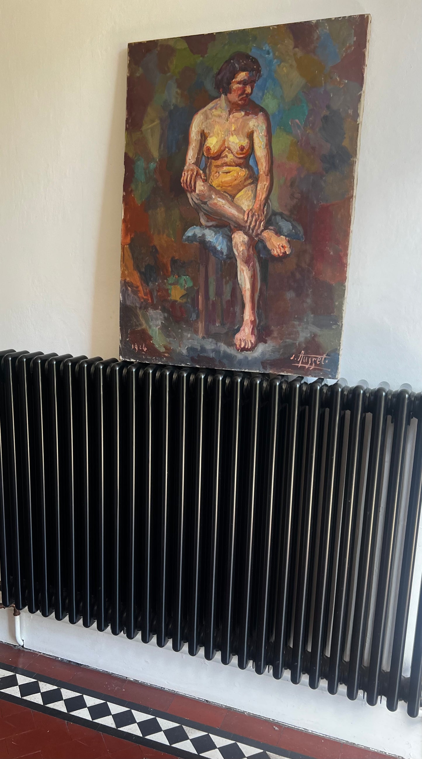 Fabulous French Nude by Jules Ausset 1868-1955 Oil on Canvas Painting