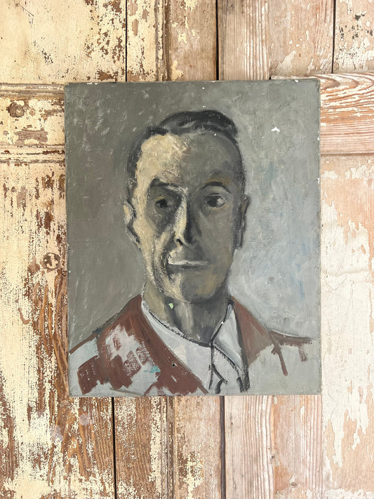 French male portrait oil on canvas painting C1940
