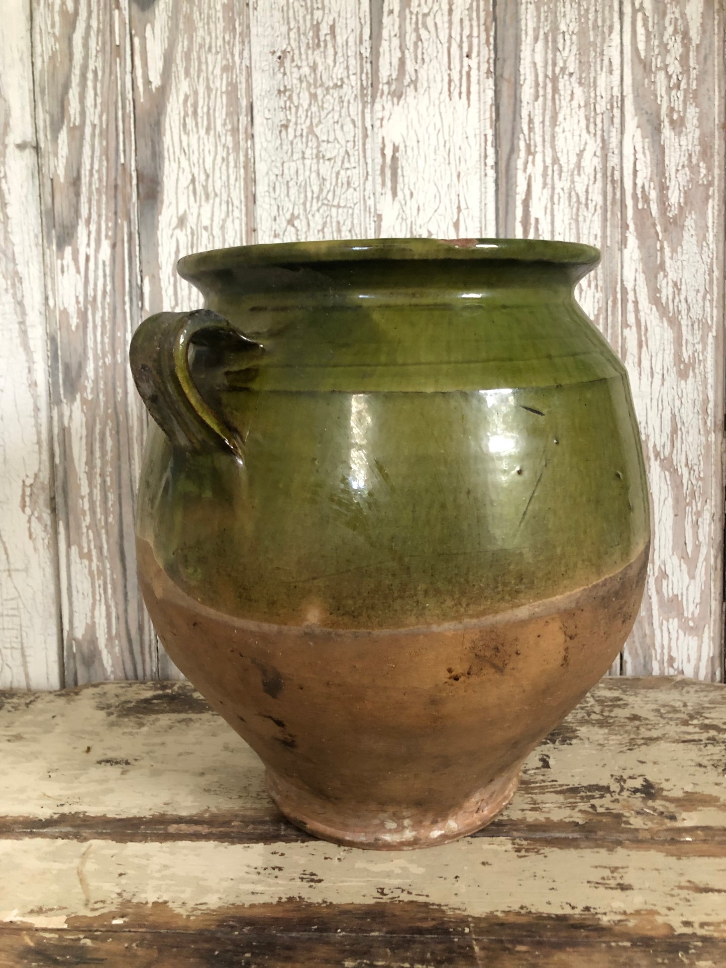 Large green French Confit Pot