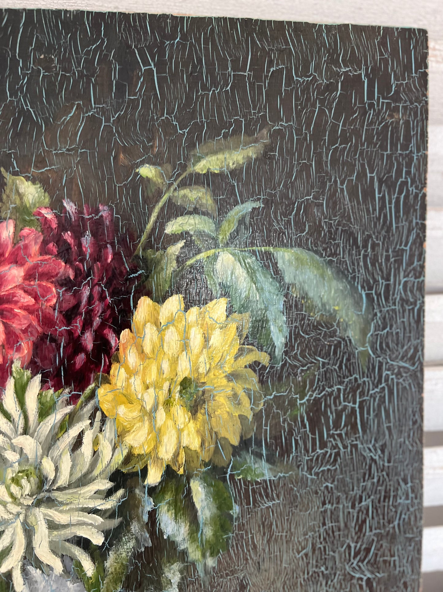 French Oil on Board Floral Painting dated 1932 by. A Hoffman