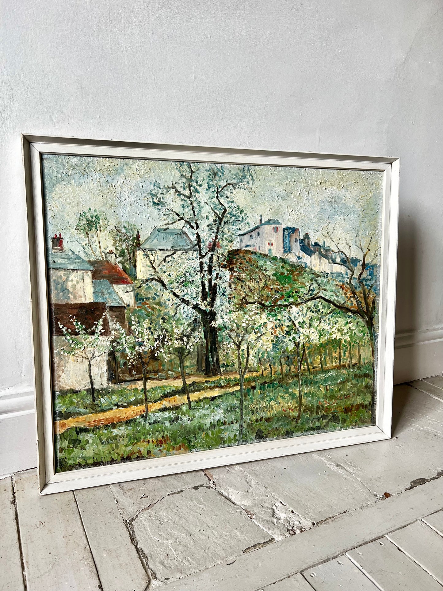 Large Vintage French Mid Century Landscape Oil Painting ‘ Spring ‘