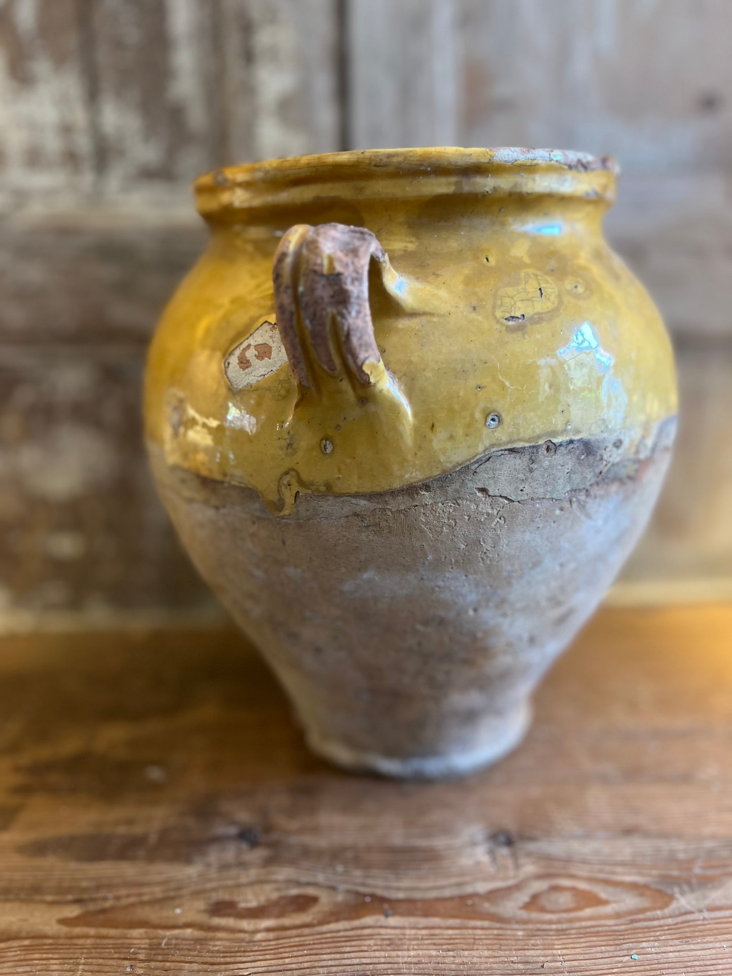 French Antique Yellow Confit Pot