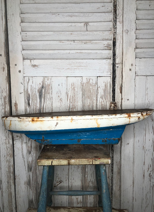 Large 1930’s Blue French Scratch Built Boat / Pond Yacht