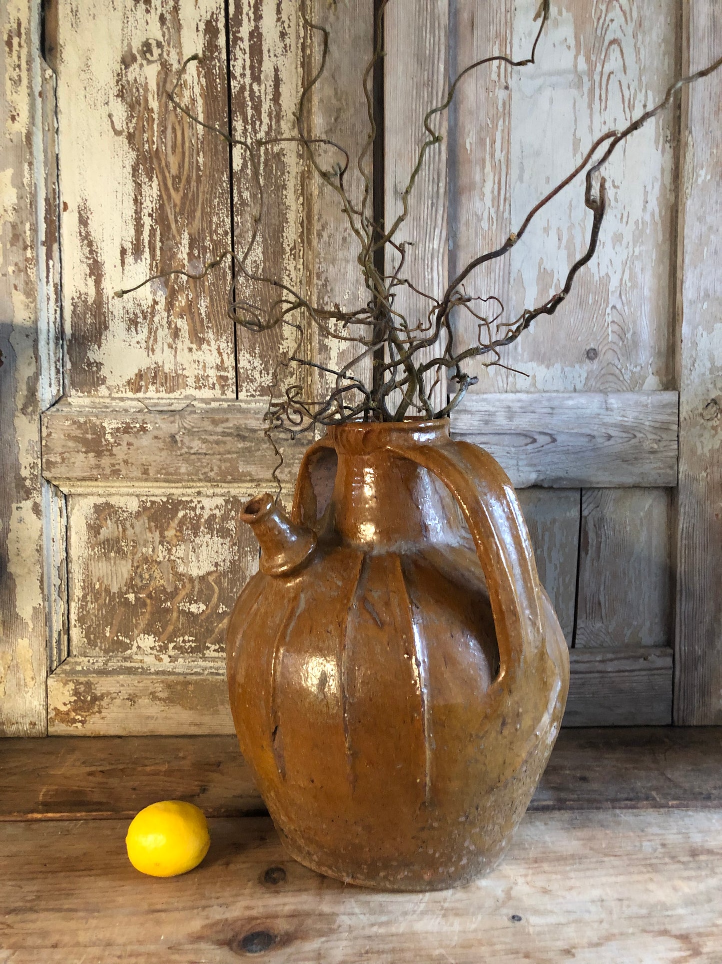 Large Antique French Walnut Oil Pot late 18th early 19th Century