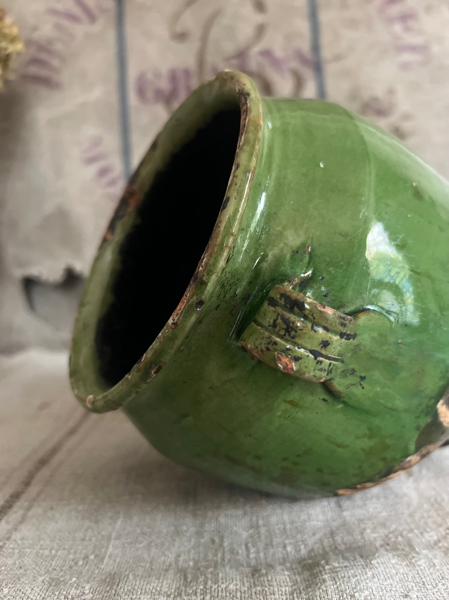 Antique Green French Confit Pot