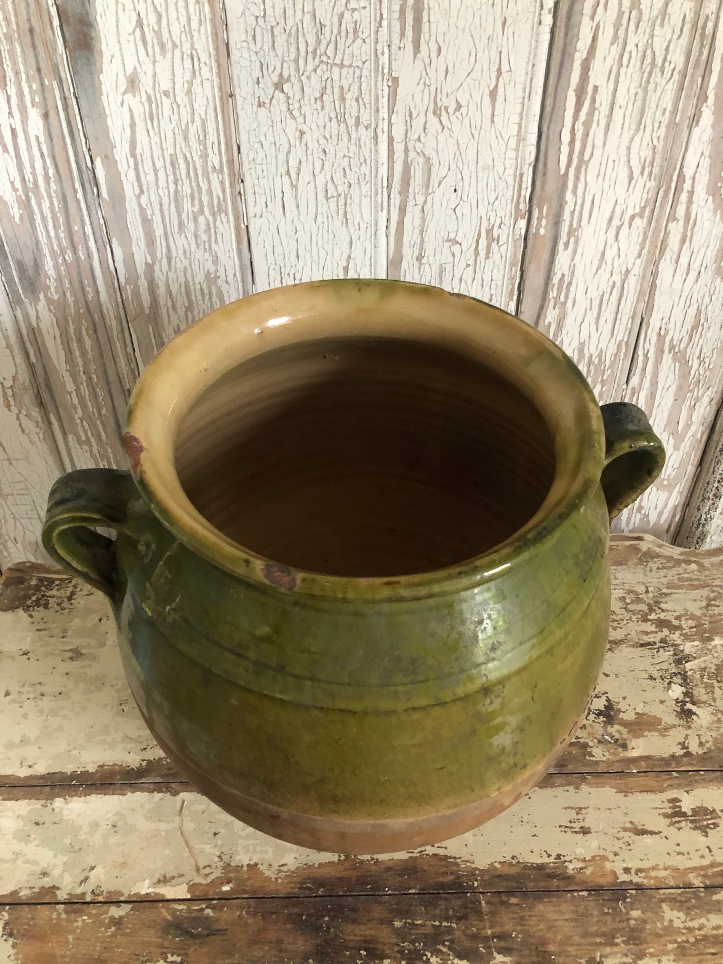 Large green French Confit Pot