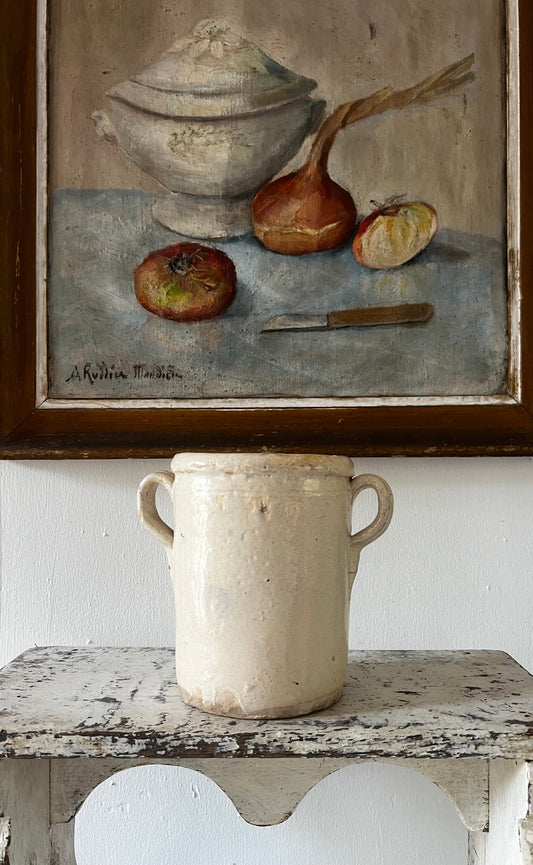 Rare Small Size Italian Antique Confit or Sardine Pot
