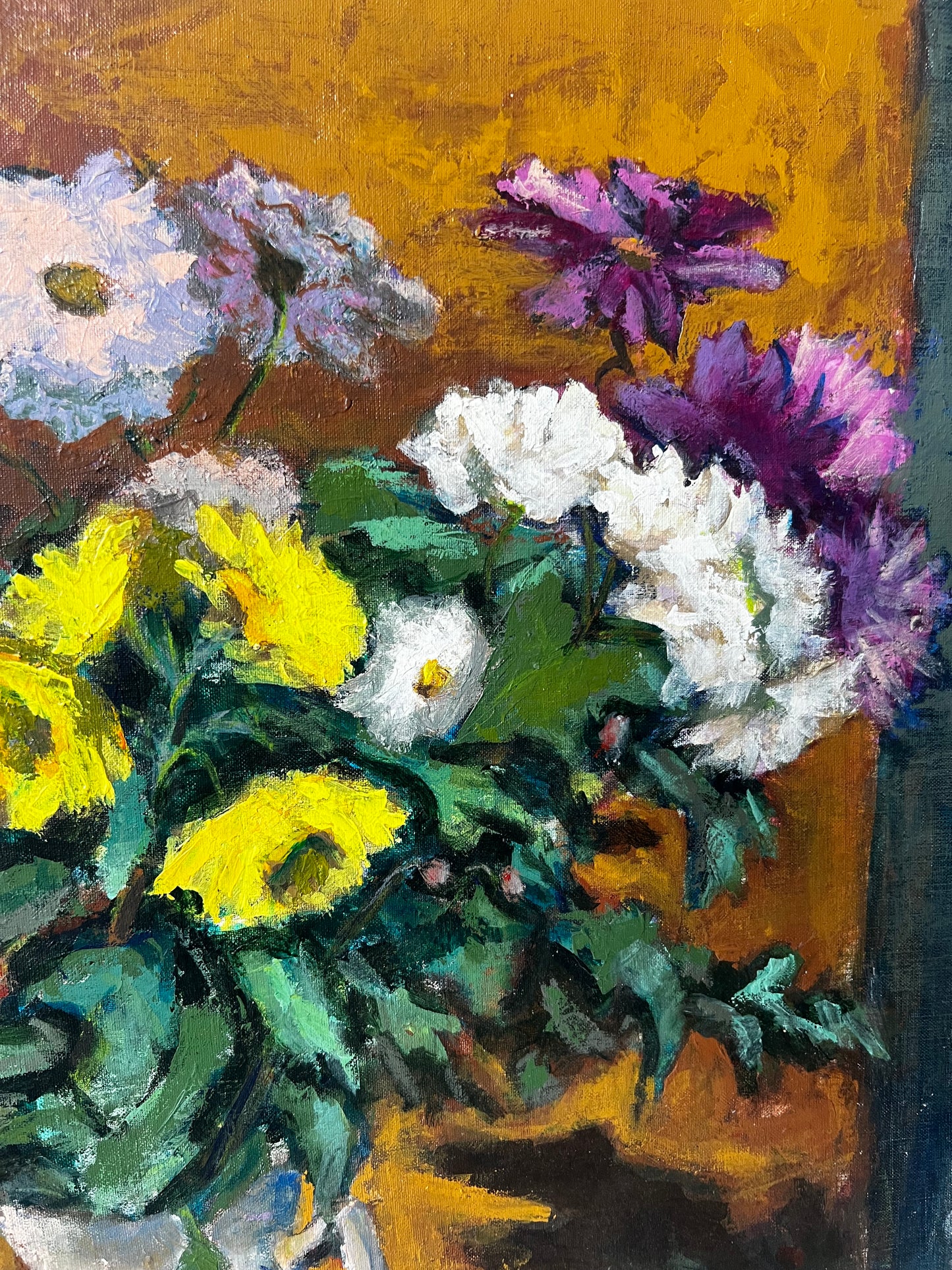 Large Vintage French Floral Oil Painting