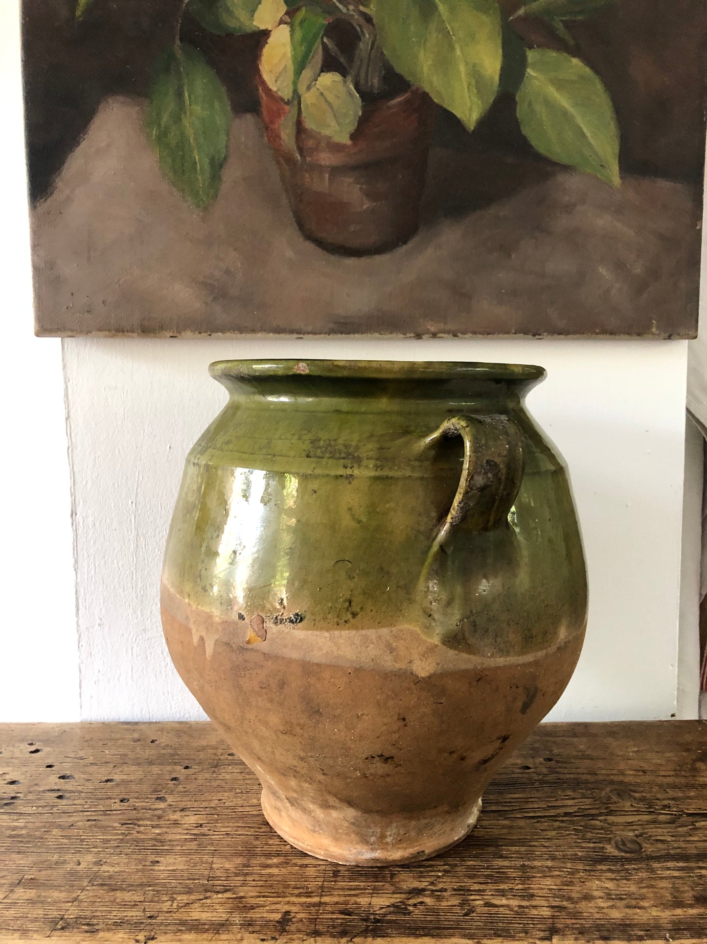 Large green French Confit Pot