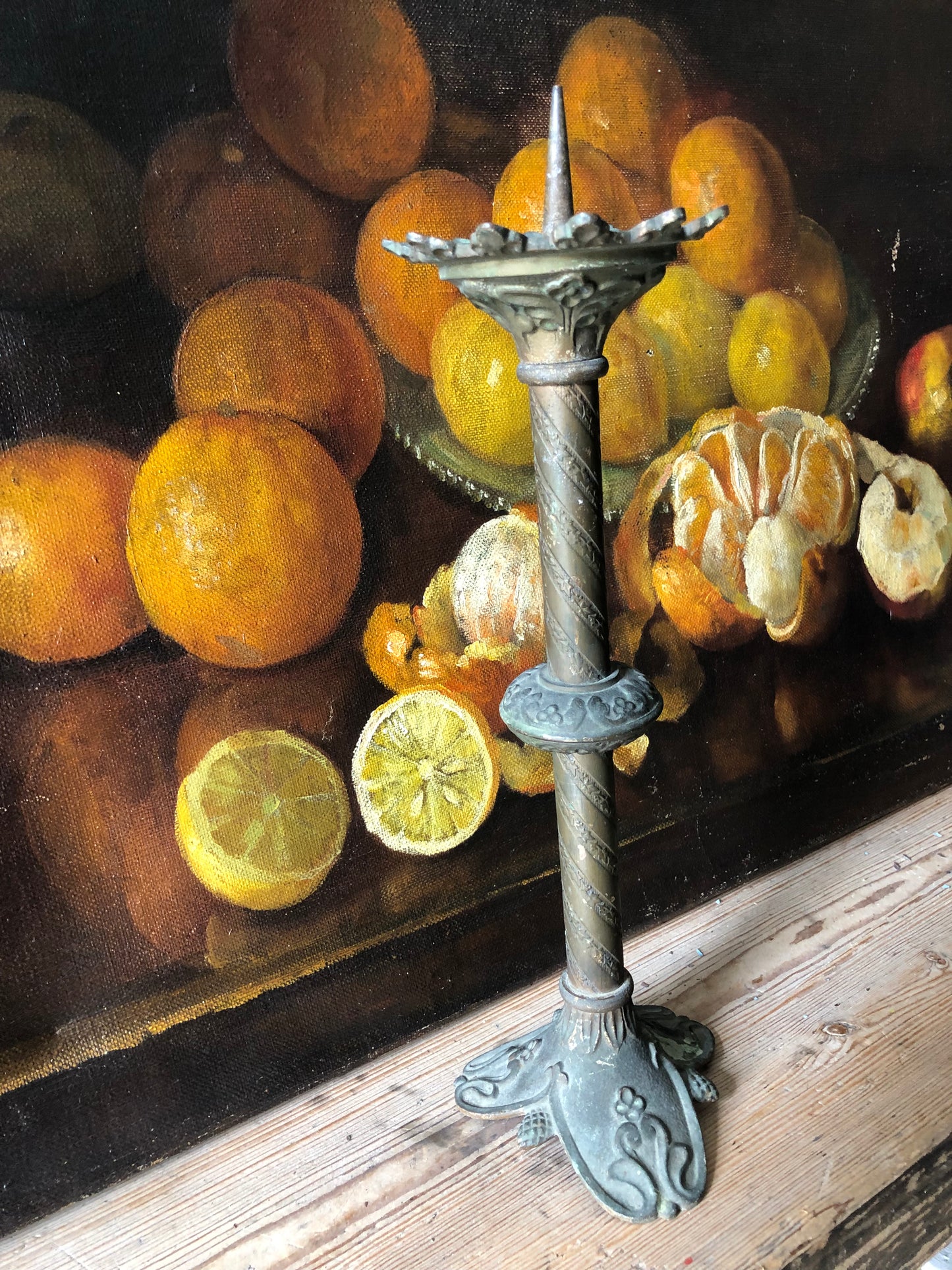 19th Century French Ecclesiastical Metal Candlestick