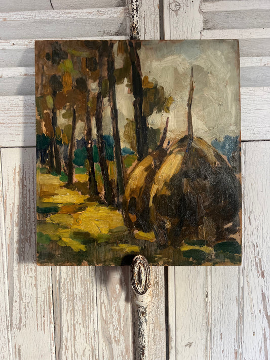 French Post Impressionist Oil Painting ‘Haystacks’