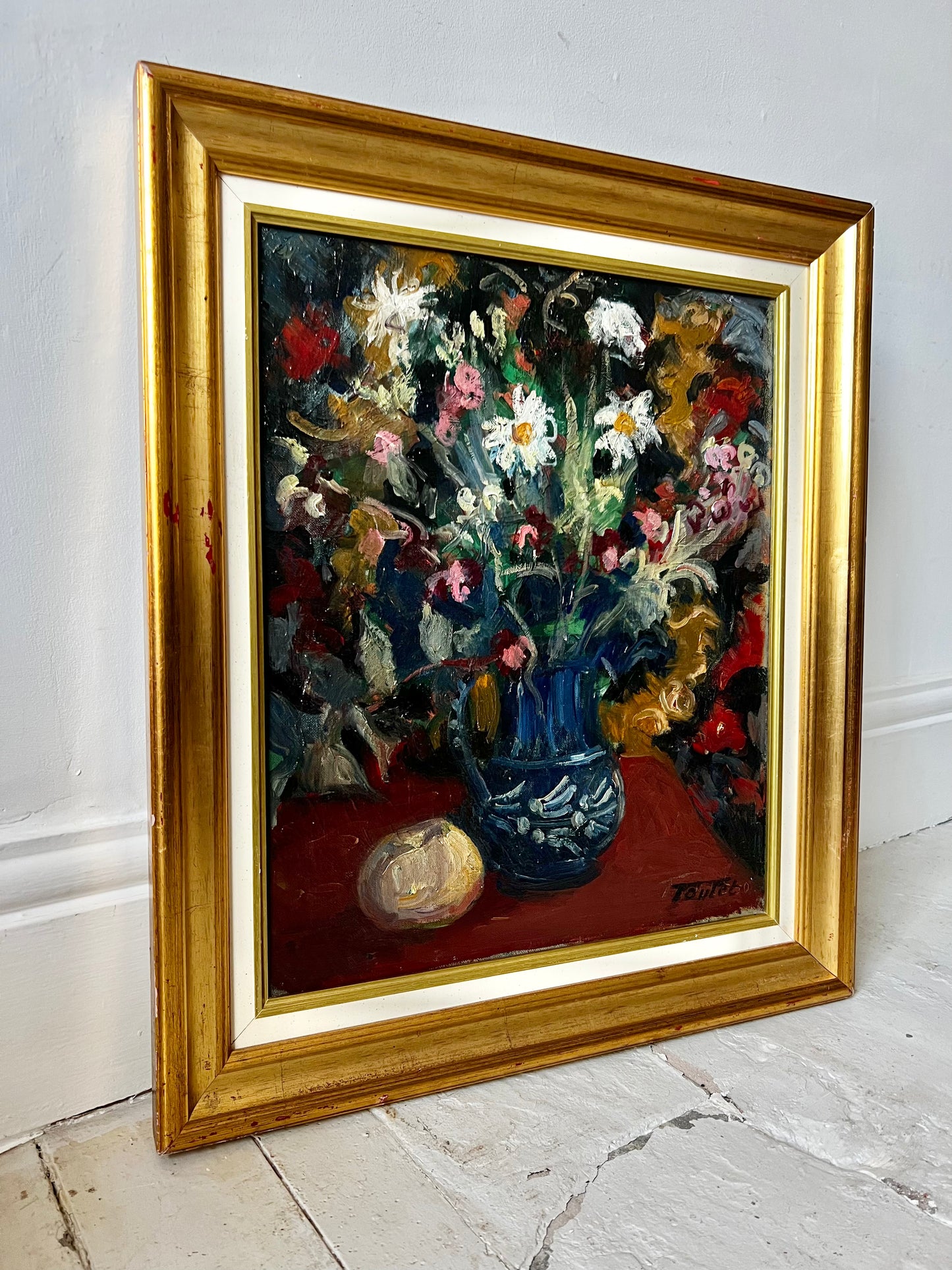 Fabulous French 1930’s Floral Oil Painting on Canvas